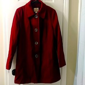 St. John's Bay Wool-Blend Coat Red Size Large